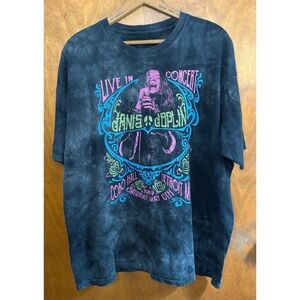 Janis Joplin Black Tie Dye 1969 Concert T-Shirt Oversized Graphic Tee Grunge Y2K